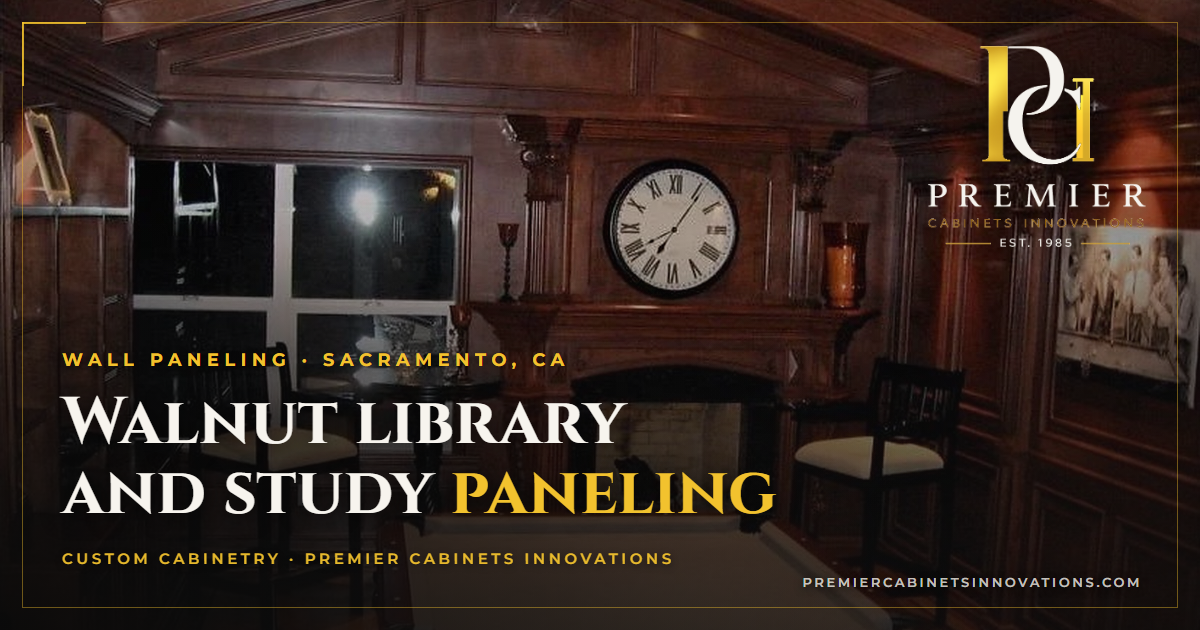 Walnut library and study paneling — Premier Cabinets Innovations