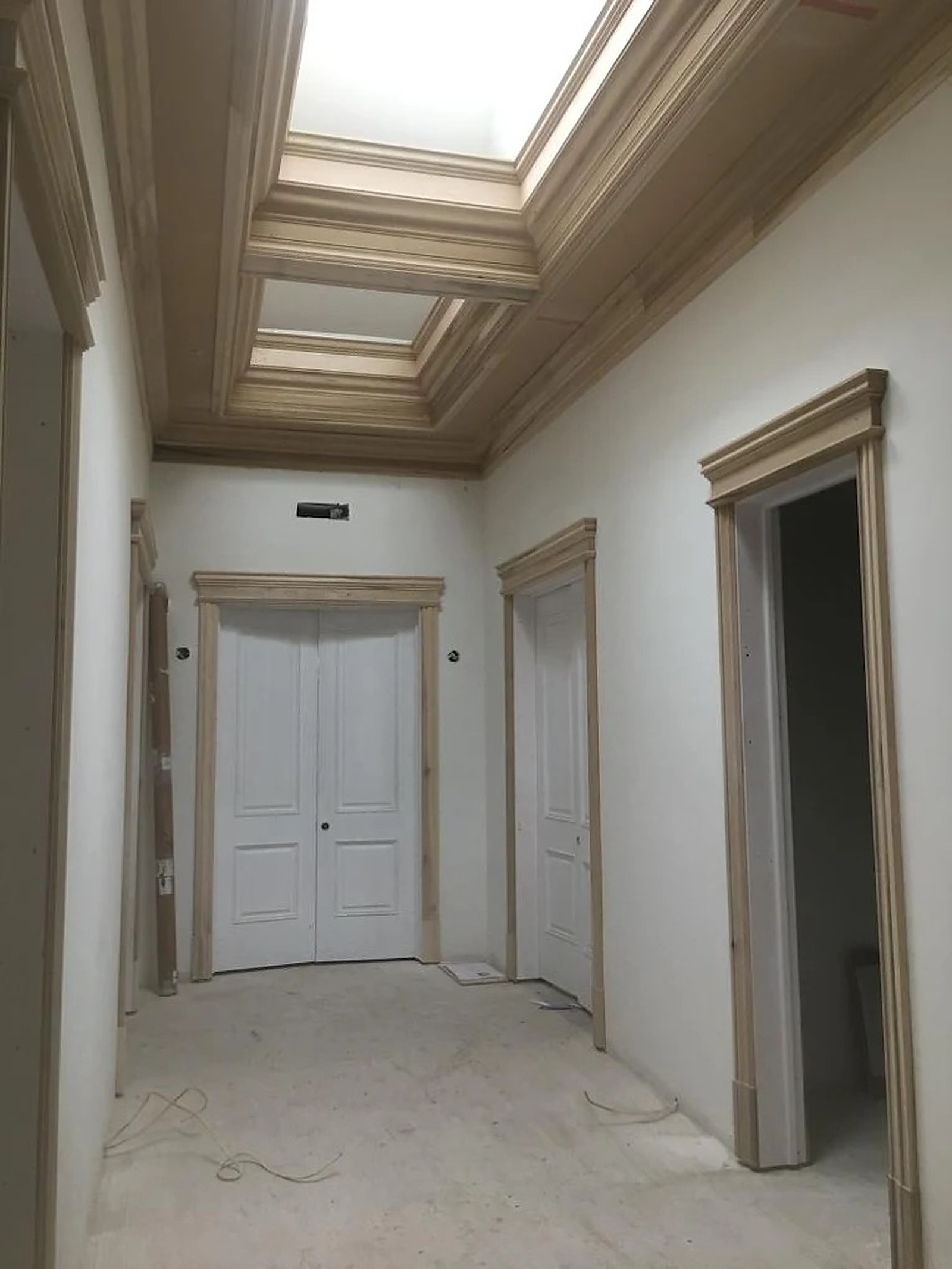 Architectural millwork on the bench in the Premier Cabinets Innovations workshop in Citrus Heights, California.