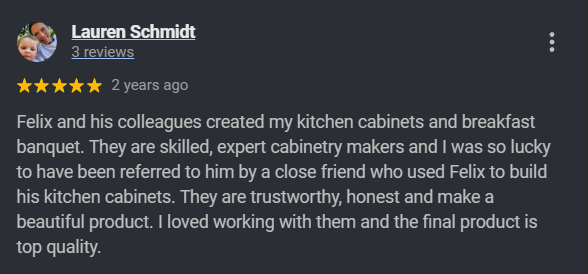 Google review for Premier Cabinets Innovations